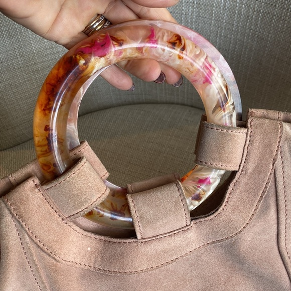 Suede Anthropologie pale pink purse - Picture 4 of 12
